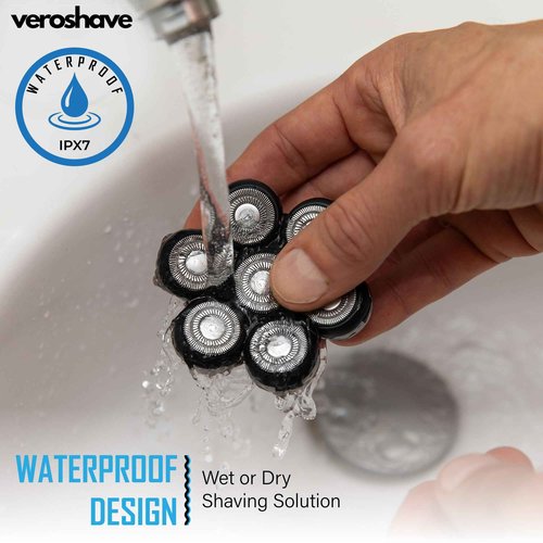 Veroshave 7-Blade Bald Head Shaver for Men - Cordless Hair Shaver for Men Bald, Rechargeable Head Trimmer for Men Bald Head, Mess-Free & Full-Shave Travel-Friendly Grooming Kit with Curved Blades