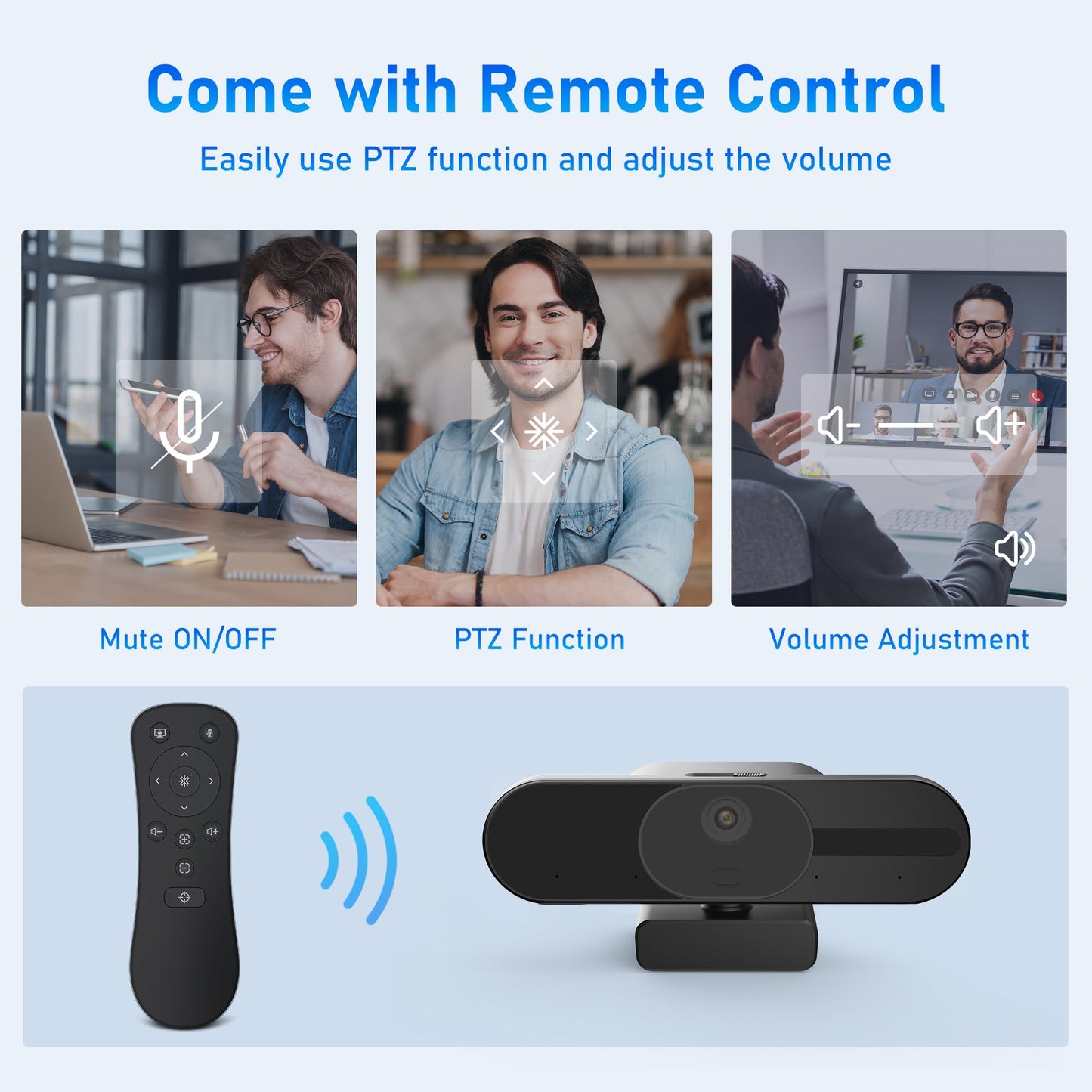 4K Webcam with Speaker and 4 AI Noise-Cancelling Mics, Wide Angle PC Cameras with Remote, Auto Focus, Privacy Cover, Tripod, Great for Computer, Zoom, Skype, Teams, Laptop, Personal Video Calling