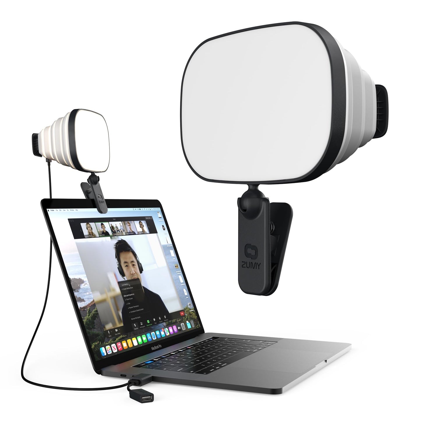 Zumy Softbox Video Conference Lighting for Video Recording - Portable USB LED Video Light, 4 Soft Light Levels, Laptop & Computer Video Lighting, Camera Webcam Streaming Selfie Light for Zoom Meetings