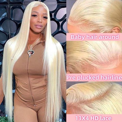 Savasana Blonde Lace Front Wig 13x4 Straight 613 Lace Front Wig Human Hair Glueless Pre Plucked with Baby Hair for Black Women 24 Inch