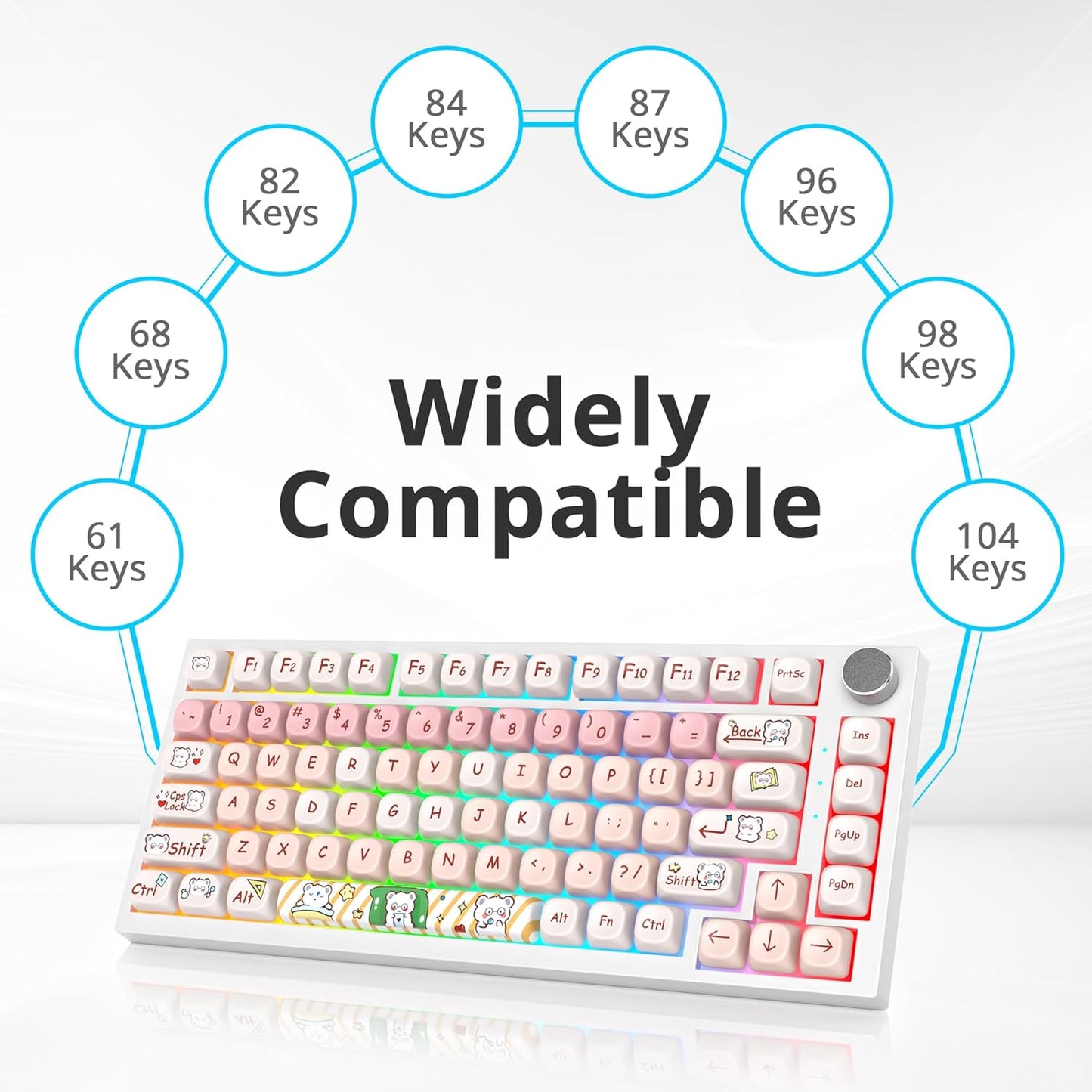 61 PBT Game keycap, 60% Backlight with Key Puller OEM Configuration American Layout, 87/104 Mechanical Keyboard (no Keyboard) (Ahris)