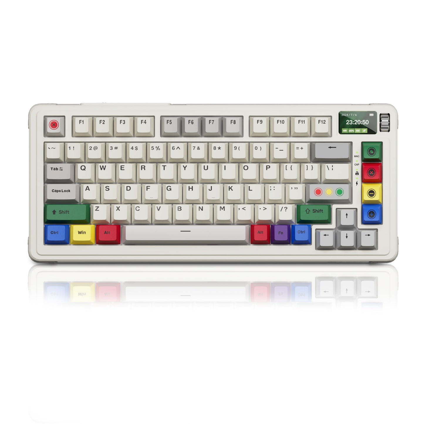 ZMX X BOYI C75Pro Retro Gaming Keyboard,75& Hot Swap Gasket-Mounted Wireless Bluetooth 5.0/2.4G Type-C Wired Custom RGB TKL Mechanical Keyboard with Screen&Knob for PC/Mac Gamer