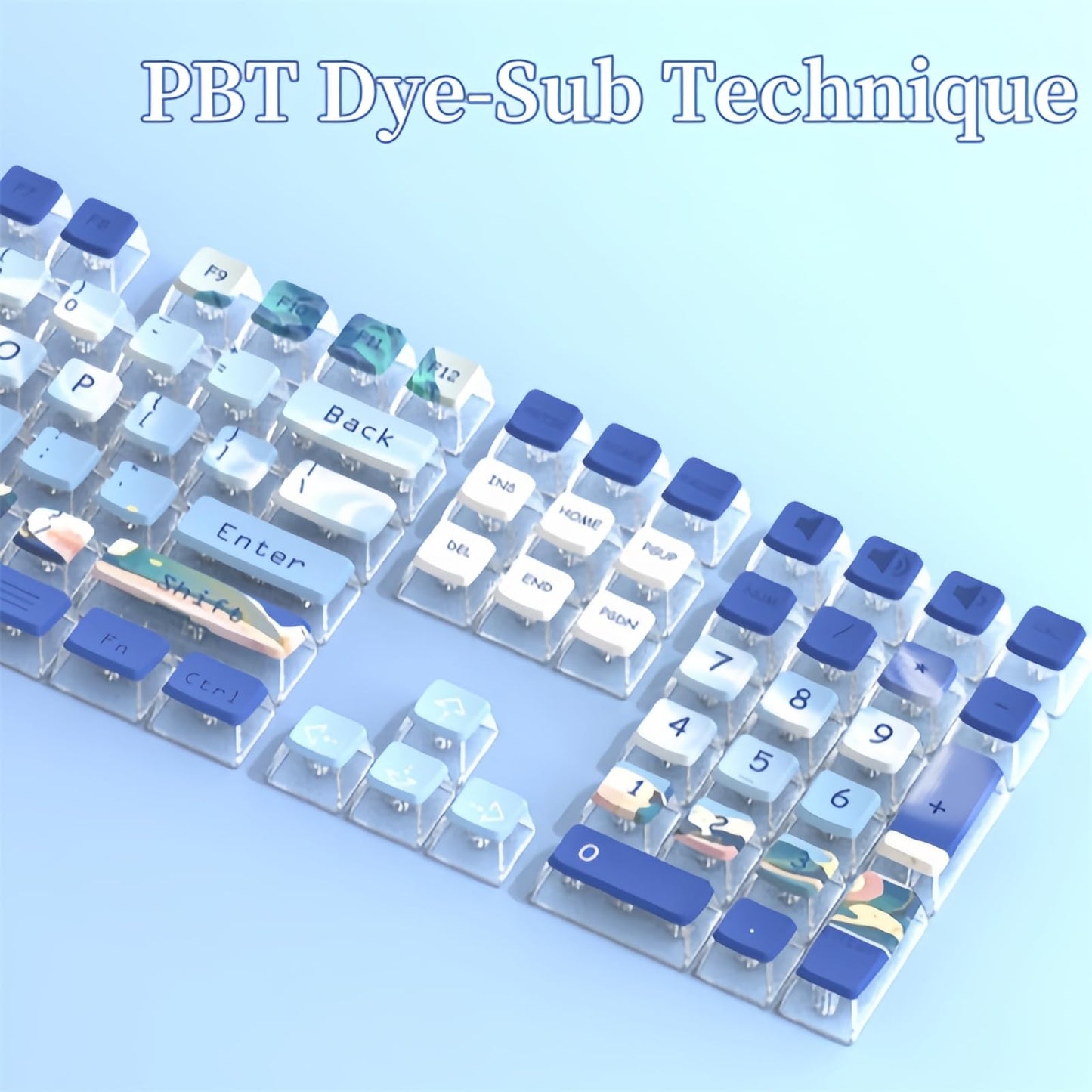 ZMX Pudding Keycaps Set,Double Shot PBT Dye-Sub Custom Keycaps ASA Profile 116 Keys Cute Themed Transparent Backlit Keycaps for ANSI 100% 60% TKL Cherry MX Switch Mechanical Gaming Keyboard (08)