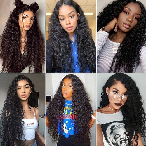 Water Wave Bundles Human Hair #1B Water Wave Bundles 20 22 24 inch Human Hair Bundle Natural Black Color