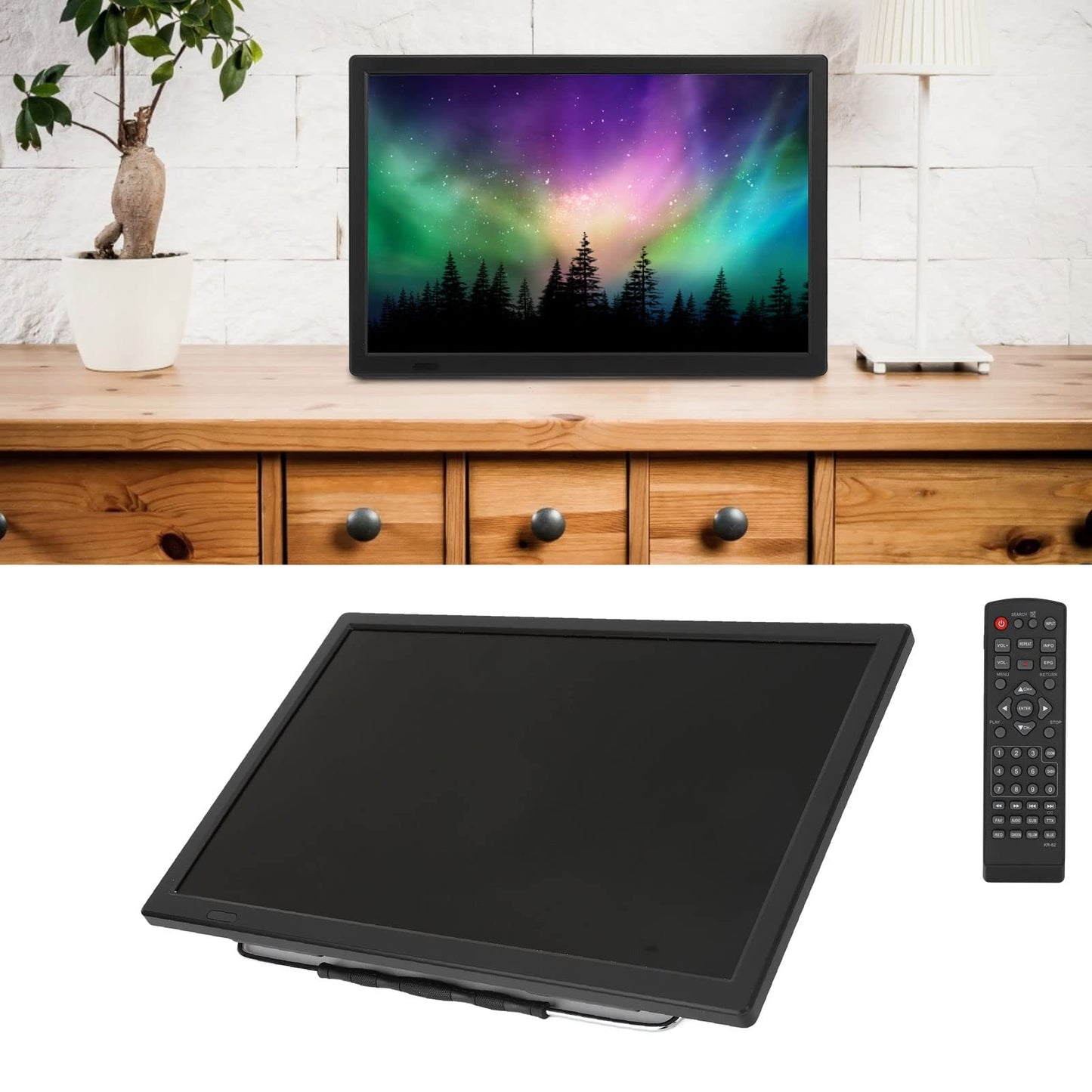 16" Digital Television,ATSC Portable TV 1280x800 LED Television Video Player,with 1800mAh Rechargeable Battery,Antenna, AV ,Headphone, HDMI,USB Interface
