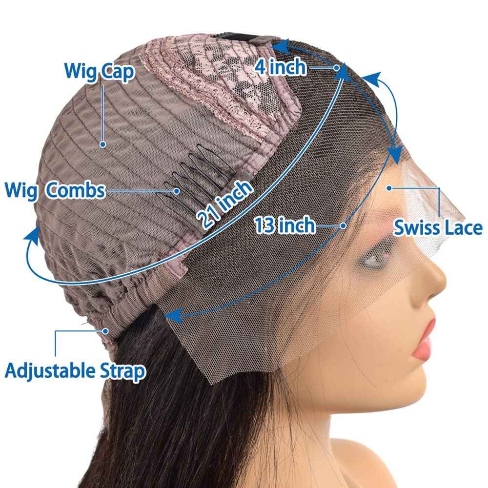 MAIME Small Cap Wigs 21 inch Size Lace Front Human Hair Wig for Black Women 16 inch