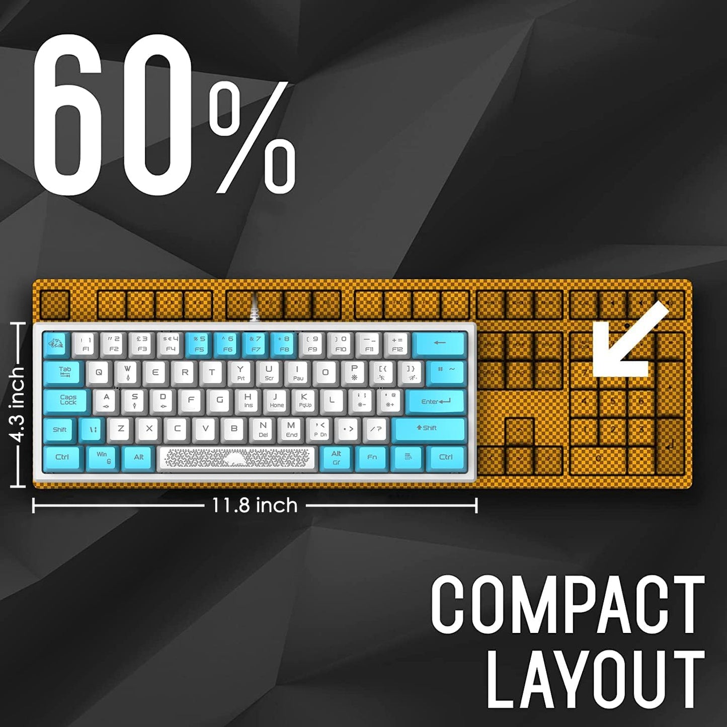60% Gaming Keyboard and Mouse Combo Small Mini RGB Backlight Mechanical Feeling and Mechanical RGB 6400 DPI Honeycomb Optical Mouse,Gaming Mouse pad for Gamers and Typists Black