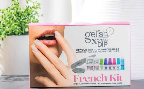 Gelish Xpress Dip N Brush French Kit - Powder Colors, Built-In Activator, 21+ Days Chip Proof Wear, Nail Dip Powder, Nail Kit, Dipping