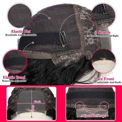SOSATISFY Deep Wave Lace Front Wigs Human Hair 4x4 HD Transparent Lace Closure Wigs Glueless 180% Density Wigs for Black Women Pre Plucked with Baby Hair (26 inch)