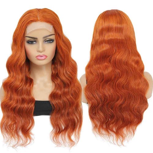 ZevPiul 22 Inch Orange Lace Front Wigs Human Hair Body Wave 4X4 Hd Transparent Lace Closure Wig Brazilian Human Hair Pre Plucked With Baby Hair Glueless Wig