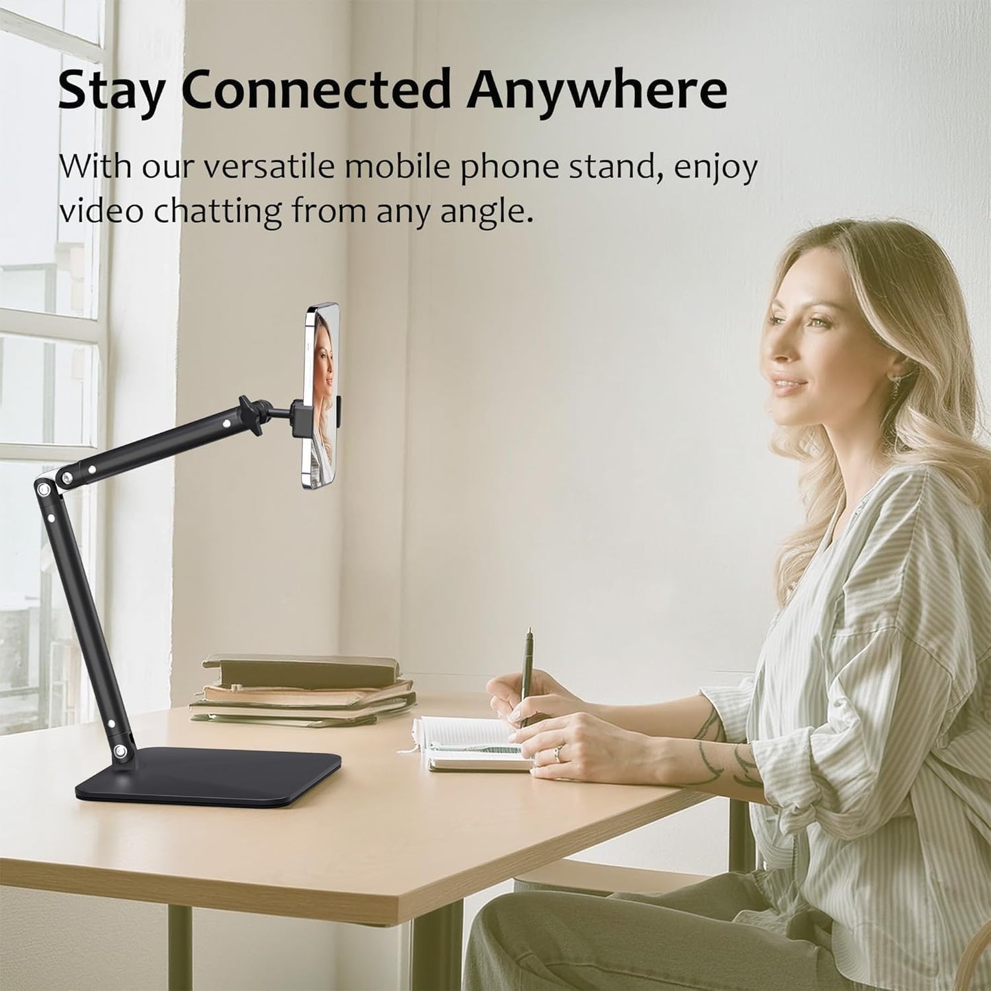 Advenza Webcam Camera Stand, Phone Mount, Sturdy Desk Mount for Webcam C922 C930e C920S C920 C615 C960 C920x BRIO 4K, Phone Mount, Right Light with 1/4" Thread