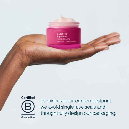 ELEMIS Superfood Midnight Facial - Lightweight Overnight Facial Cream, Prebiotic-Infused Hydrating Gel, Vitamin C Camu Camu Moisturizer, Omega Rich Night Cream - 50ml