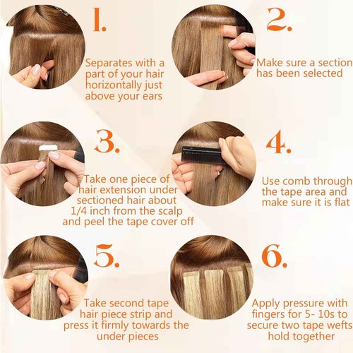 Full Shine Invisible Tape in Hair Extensions Seamless Real Hair Extensions Tape in Dark Brown Roots 3/8/22 Balayage Tape in Hair Extensions 22 Inch and 24 Inch