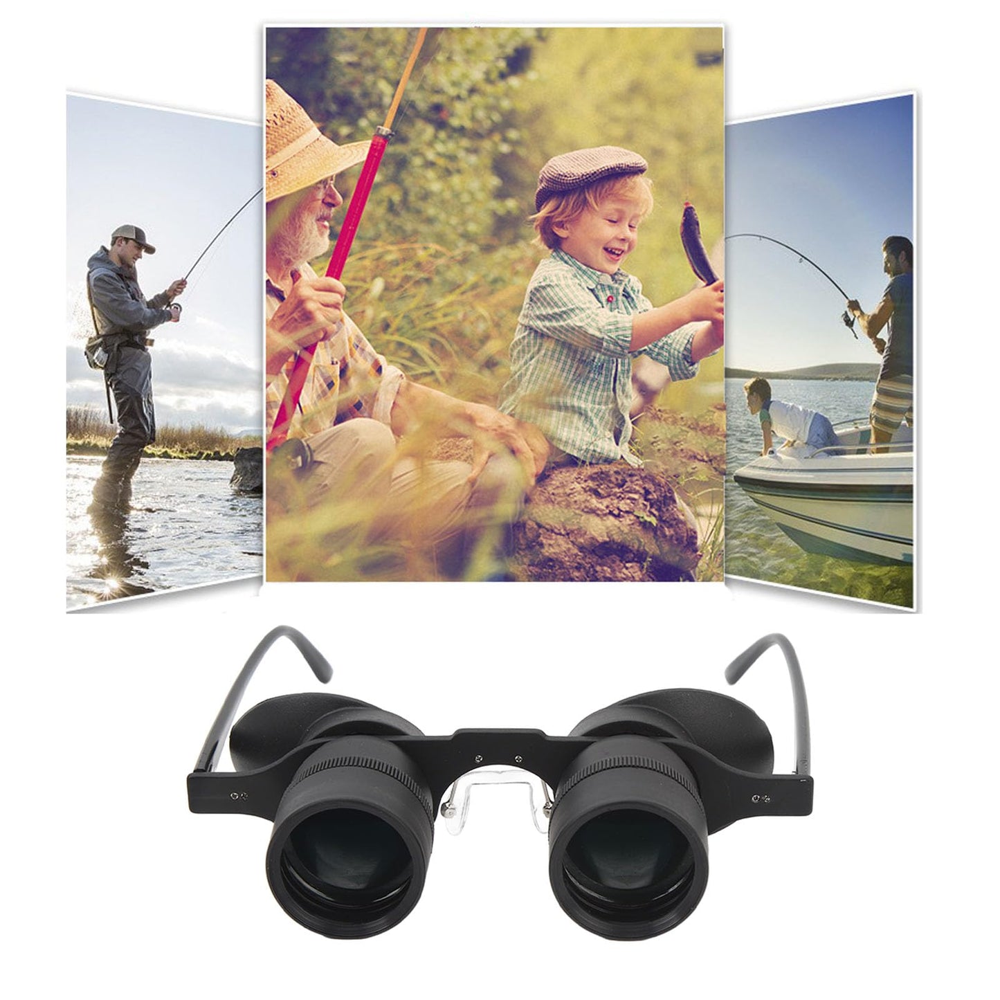 Zoom Optics Binocular Glasses, 10X Zoom Opera Glasses, Binoculars Glasses with Polarized Lens Handsfree Adjustable HD Optical Telescope Glasses for Fishing Bird Watching