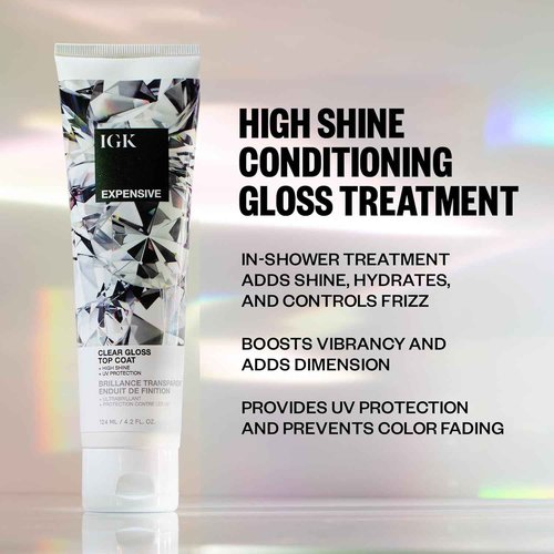 IGK EXPENSIVE Clear Gloss Top Coat | Shine + Strengthen + Smooth | Vegan + Cruelty Free | 4.2 Oz (Pack of 2)