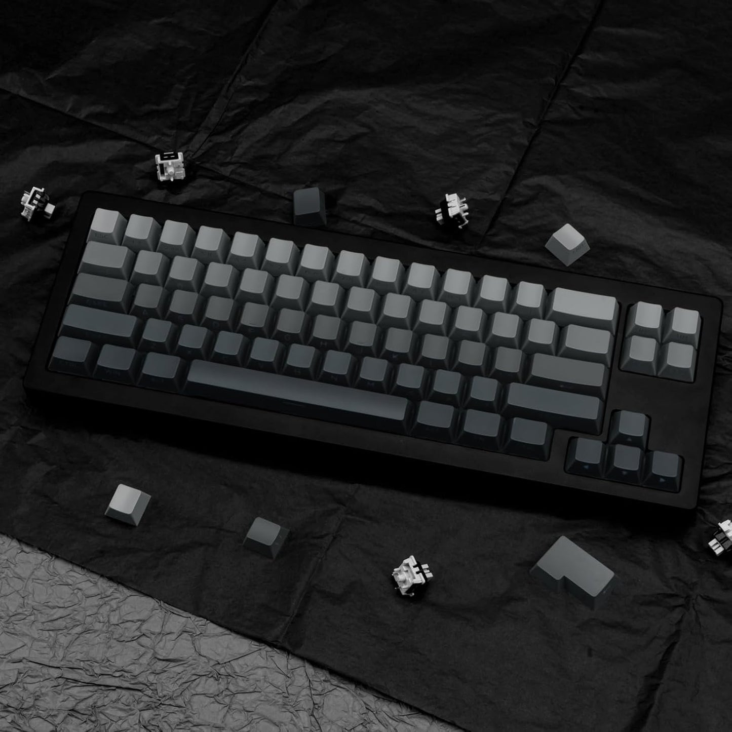 136 Keys Gradient Blue Keycaps, Side Print Shine Through Keycap, Custom Double Shot PBT Keycaps, Cherry Profile Keycap 60 Percent Cherry Mx for ANSI/ISO Layout Mechanical Keyboard