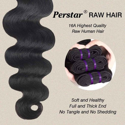 16A Raw Hair Body Wave Bundles Unprocessed Vietnamese Virgin Hair Body Wave Human Hair 3 Bundles for Black Women 14 16 18 Inches Wet And Wavy Hair Weft Natural Black