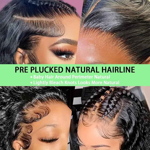 QNCKS 13x6 Deep Wave Lace Front Wigs Human Hair HD Lace Frontal Wigs Human Hair Pre Plucked 200% Density Deep Curly Wig for Women Natural Black 20 Inch