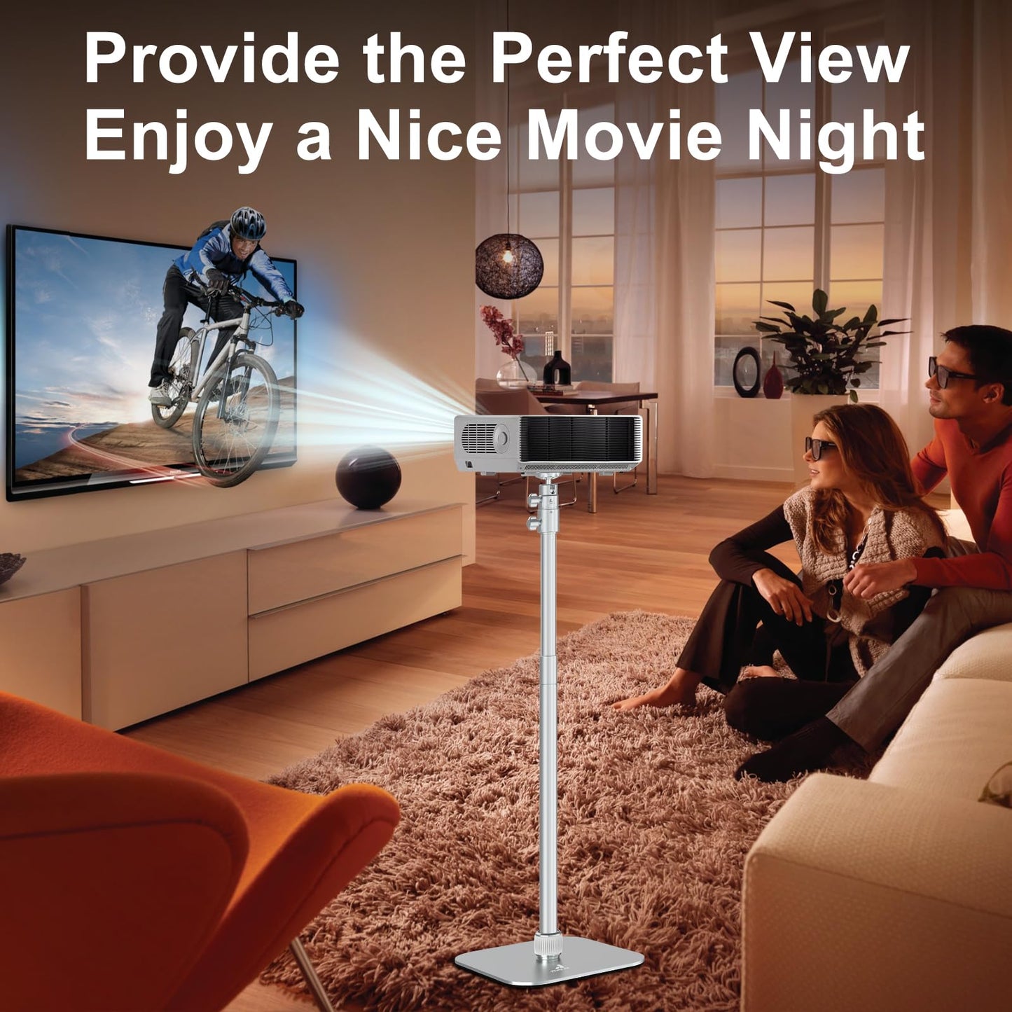 ailight 2-in-1 Projector Stand from 12.6" to 53.1", Floor and Table Projector Mount with ±90° Tilt & 360° Rotate Height Adjustable Desk Tripod Stand Compatible with Camera, Microphone, Webcam, Lights
