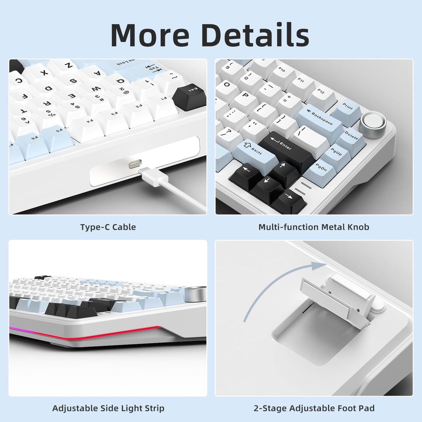 75% Retro Green Wired Hot Swappable Mechanical Keyboard with Metal Knob | Mount Gasket | Programmable RGB Backlit & Adjustable Side Light (KTT Brown Switch)