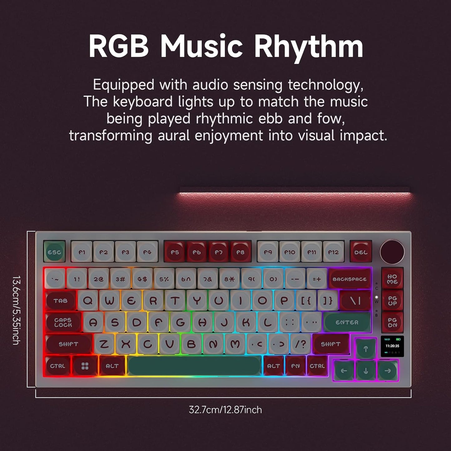 AJAZZ AK820 75% Wired RGB Gasket Mechanical Keyboard with Volume Knob, South Facing LED, Poron Foam, PBT Keycaps, Custom Programmable Hot-Swap Keyboard