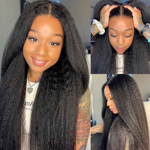 Kinky Straight Hair 3 Bundles Yaki Straight Bundles Human Hair 18 20 22 inch 100% Unprocessed Brazilian Virgin Hair Weave Kinky Straight Bundles Sew in Kinkystraight Human Hair Bundles
