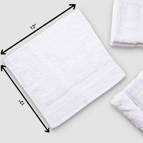 Bulk Spa White Washcloths – 96 Pack – Size 12” x 12” – Thick Loop Pile Washcloth – Absorbent and Soft 100% Ring-Spun Cotton Wash Cloth – Lint Free Face Towel – Wash Cloths Perfect for Bathroom