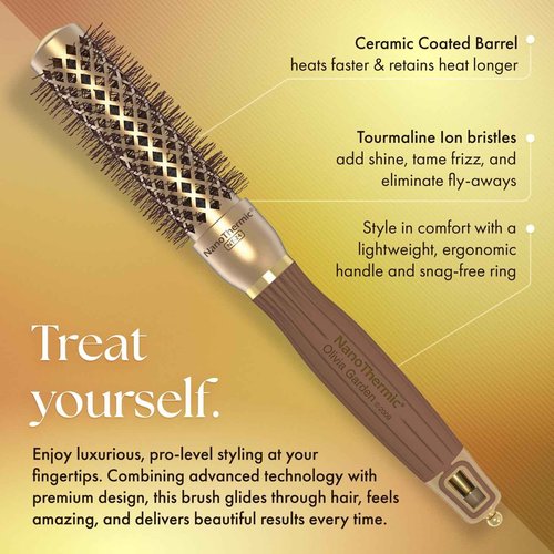 Olivia Garden NanoThermic Ceramic + Ion Round Thermal Hair Brush - Not Electrical - Professional Blowout Brush for Normal to Thick Hair - 1" to 2 1/8" - Diameter Barrel - NT-54, 44, 34, 24