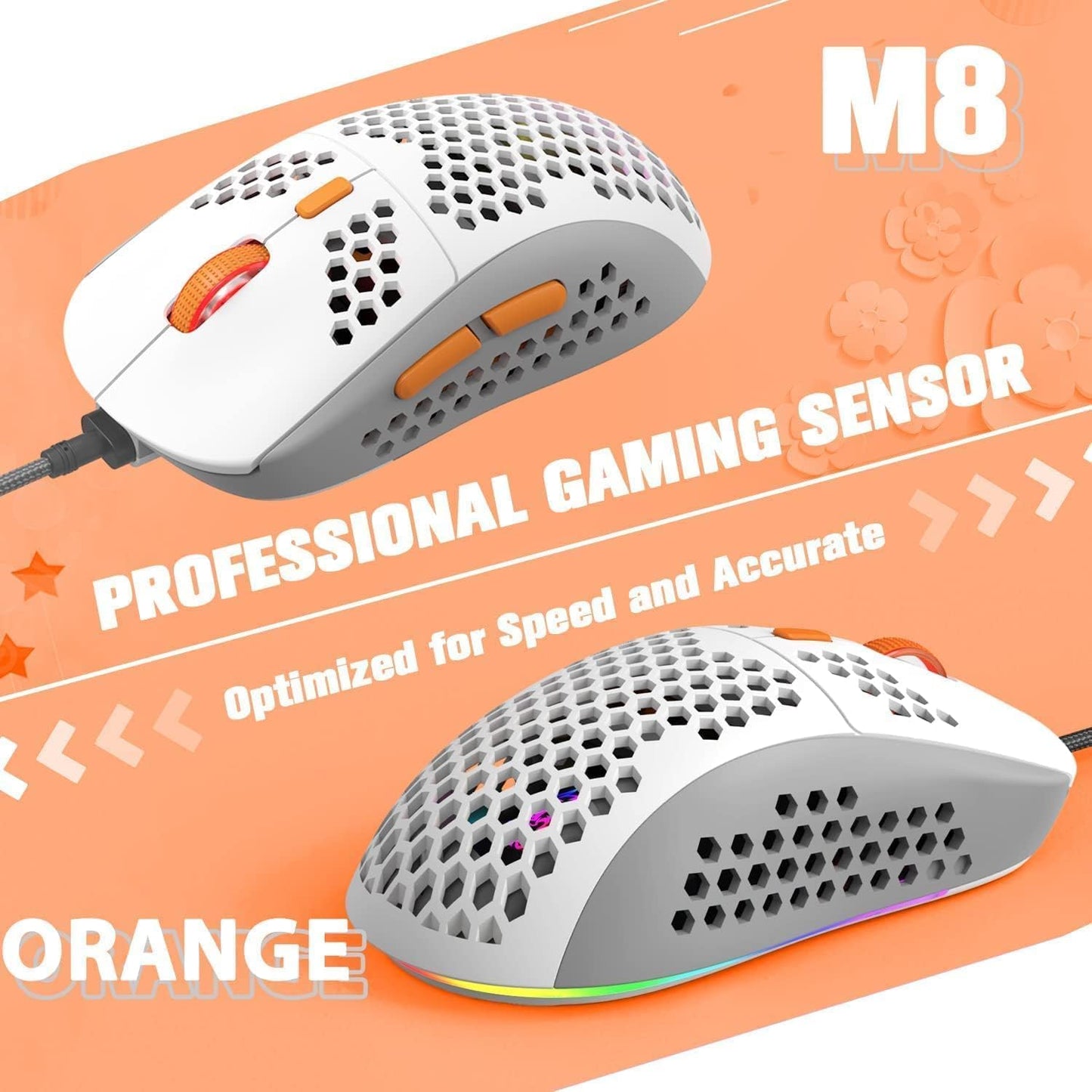 ZIYOU LANG RK-T8 Wired 65% Mechanical Gaming Keyboard with RGB LED Backlit Anti-ghosting TKL Mini 68 Key Custom Coiled C to A Cable Linear Red Switch for PS4 PS5 Xbox PC Mac Gamer(Gray/White/Orange)