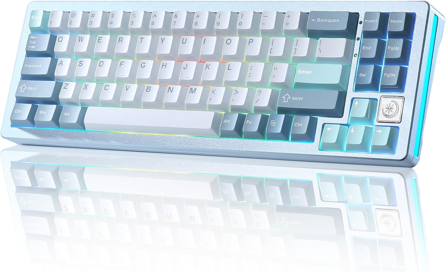YUNZII AL71 75% Mechanical Keyboard,Full Aluminum CNC,Hot Swappable Gasket,2.4GHz Wireless BT5.0/USB-C Wired,NKRO Programmable RGB Backlight Creamy Typing for Win/Mac(Black,Crystal White Switch)