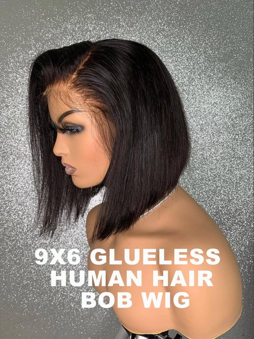 eool 9X6 Glueless Bob Wigs Human Hair Pre Plucked Pre Cut,Short Straight Bob Wigs for Black Women HD Transparent Glueless Lace Front Wigs Human Hair 200% Density 12 Inch