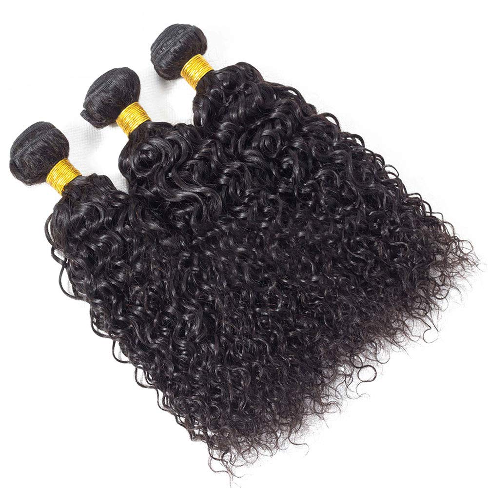 12A Curly Bundles Human Hair 14" 16" 18" 300g Brazilian Kinky Curly Human Hair Weave 3 Bundles 100% Unprocessed Brazilian Virgin Hair Bundles Double Weft Remy Hair Natural Color