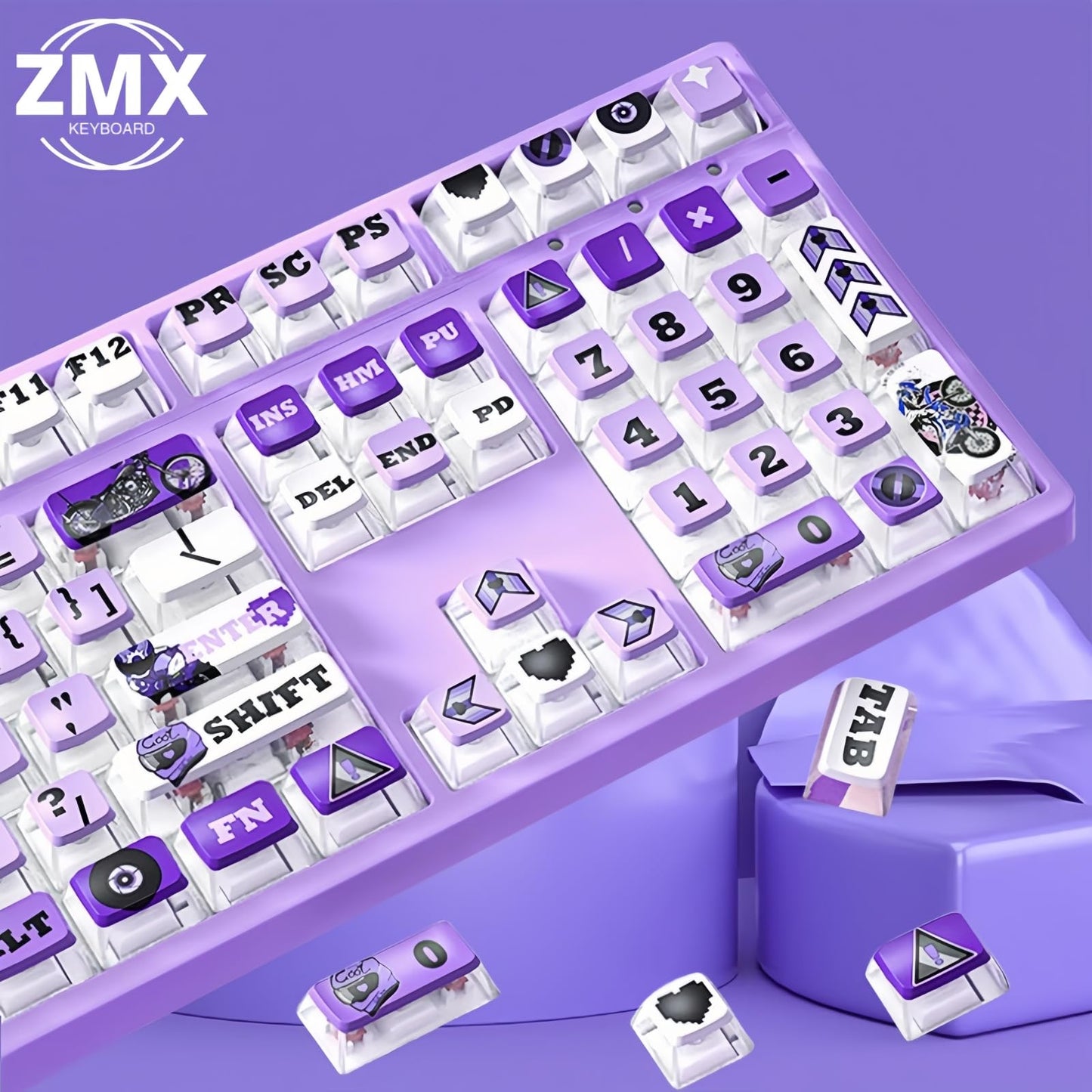 ZMX Pudding Keycaps Set,Double Shot PBT Dye-Sub Custom Keycaps ASA Profile 116 Keys Cute Themed Transparent Backlit Keycaps for ANSI 100% 60% TKL Cherry MX Switch Mechanical Gaming Keyboard (09)