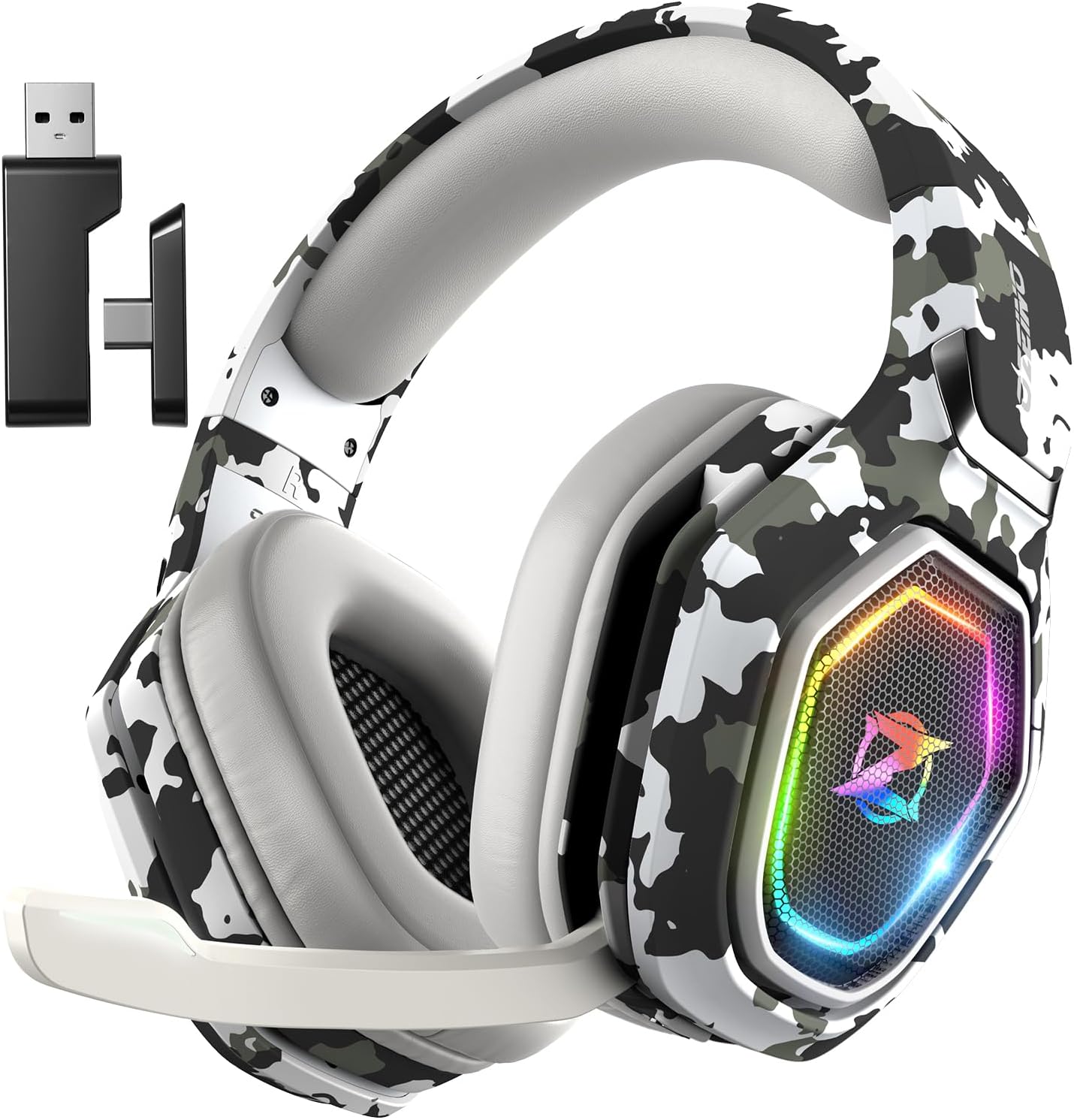 2.4GHz Wireless Gaming Headset for PC, Ps5, Ps4 - Lossless Audio USB & Type-C Ultra Stable Gaming Headphones with Flip Microphone, 40-Hr Battery Gamer Headset for Switch, Laptop, Mobile, Mac