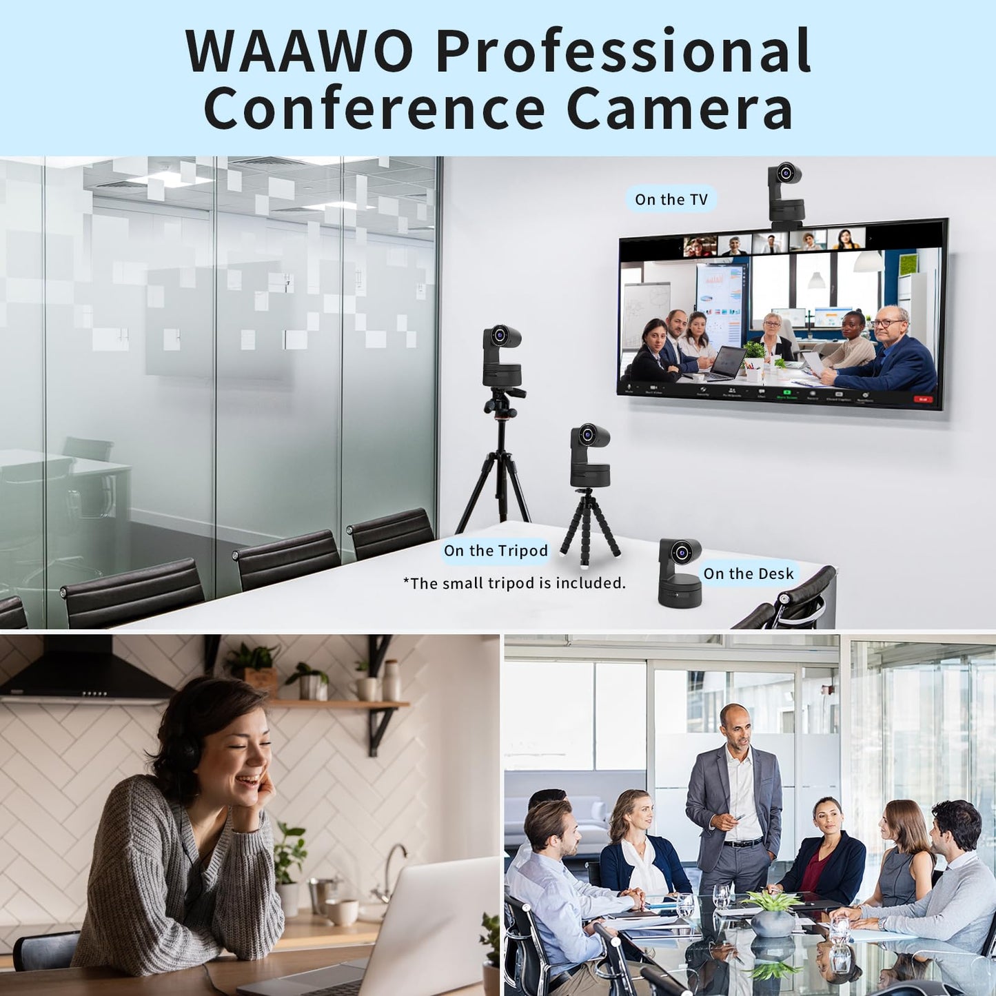 ADKIDO Tiny 4K PTZ Webcam HDR ½.8" Sensor Auto-Frame Gesture Control Built-in Pickup Support USB Audio and Video Output for Online Meetings, Online Chats, Online Classes, Live Streaming, etc.