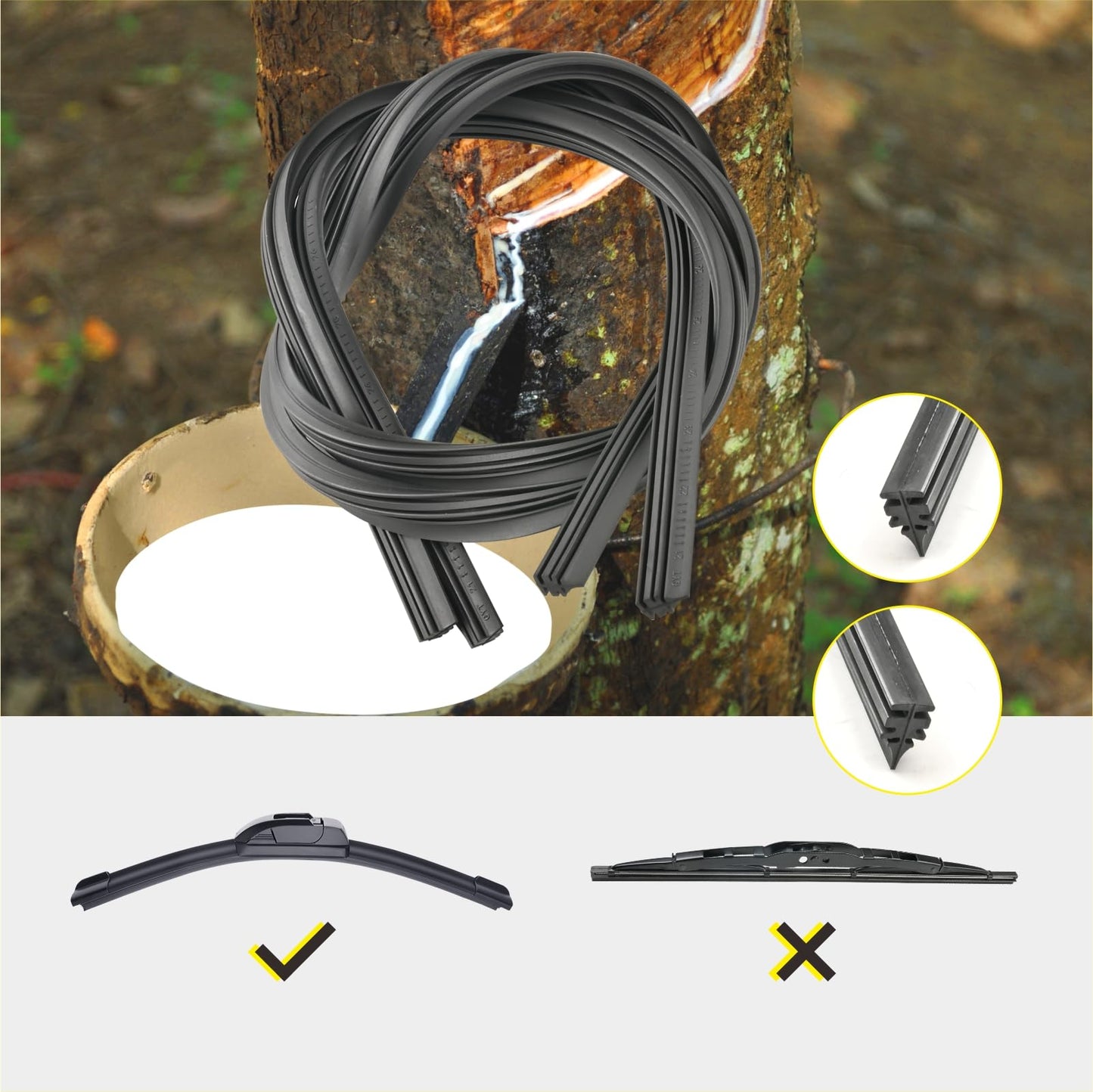 5 PLUS Wiper Blade Refill,4 PCs Adjustable Size of Universal Replacement Windshield Wiper Refill Replacement for Front & Rear Windshield Wiper Baldes Rubber Strip (28")