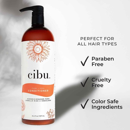 CIBU Curl + Coil Conditioner 30076 Cleanses, Hydrates, Nourishes, Revitalizes, Detangles & Preserves Natural Curl + Coil for Frizz-Free Manageable Hair | Sulfate-Free & Gentle for Daily Use 1 Liter