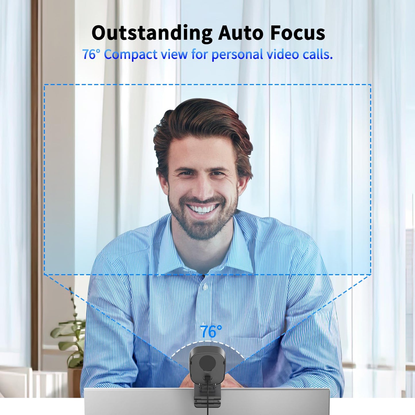AIRHUG 4K Webcam, Webcam with Microphone, Adjustable Light Computer Camera with Privacy Cover, USB Plug and Play for Laptop Video Calling