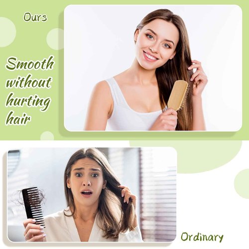 Tessco for you 24 Pcs Bamboo Hair Brushes for Women Bulk Wooden Paddle Brush Scalp Massage Bamboo Bristles Anti Static Men Engraving DIY Gift for Wedding Teacher(Wood Color)