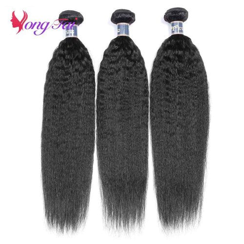 18 20 22 Inch Bundles Human Hair Kinky Straight, Yuyongtai Yaki Human Hair Bundles 100% Unprocessed Brazilian 3 Bundles Kinky Straight Human Hair Wave for Black Women