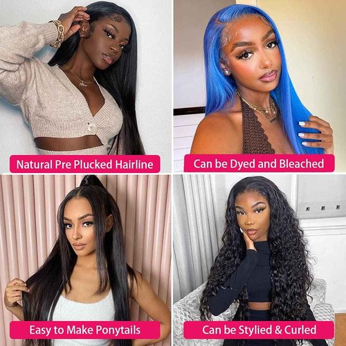 sdamey 360 Straight Lace Front Wigs Human Hair HD Transparant Full Lace Wigs For Women 200 Density Wigs Human Hair Pre Plucked With Baby Hair 12A Brazilian Virgin Hair Natural Color 18inch