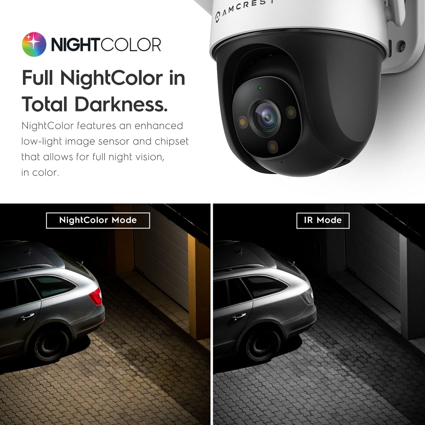 Amcrest 4MP Outdoor PT WiFi IP Camera Pan Zoom (Digital 16x) SmartHome WiFi Camera Security Speed Dome, Motorized Tilt, 98ft Nightcolor, (2.4Ghz), 107º FOV, IP66, 4MP, ASH47-W