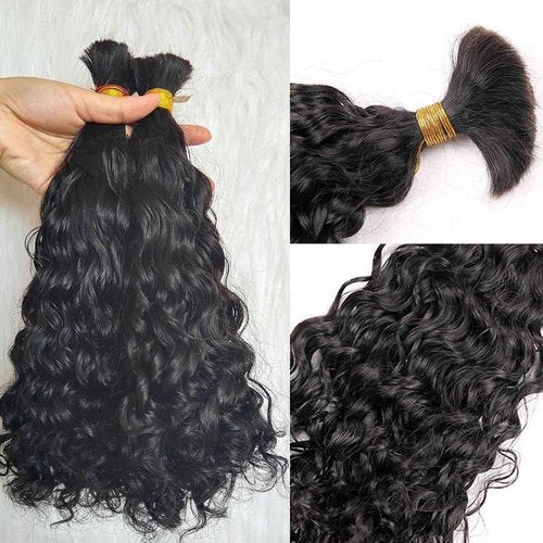 Brazilian Loose Curly Hair Bulk Human Hair Bulk For Braiding No Weft Full End Braids Remy Hair Weaving Extensions Natural Black Color 14 Inch 100g