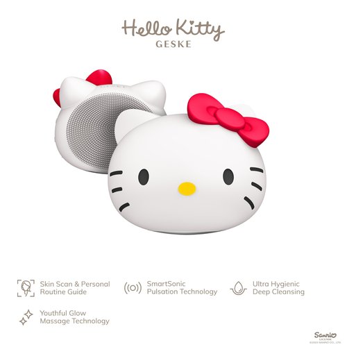 GESKE x Hello Kitty SmartAppGuided™ Sonic Facial Brush | 4 in 1 | Electric Facial Cleansing Brush | Cleansing Brush | Vibrating Facial Brush | Skin Cleansing | Skincare | Gentle Face-Cleansing