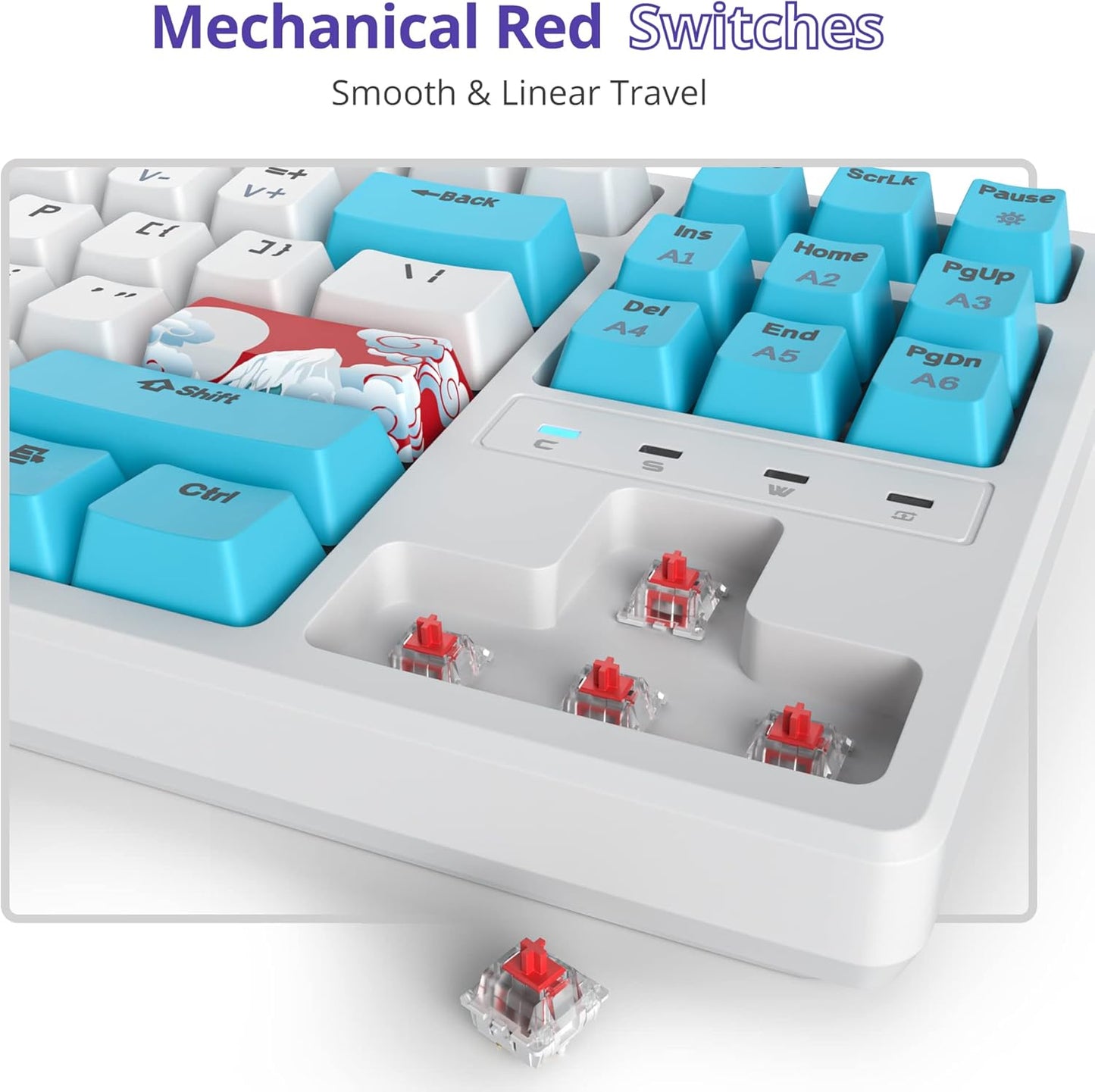 60 Percent Gaming Keyboard Green Matcha Keyboard 61 Keys Wired Mechanical Keyboard Red Switch RGB MDA Keycaps for Windows PC Laptop Gamers(61 Matcha)