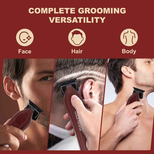 MANBOO Professional Hair Clippers for Men, Ceramic Blade Cordless Barber Set with 7800RPM Motor, Hair Cutting Kit with 14 Guide Combs for Fade (Wine Red)