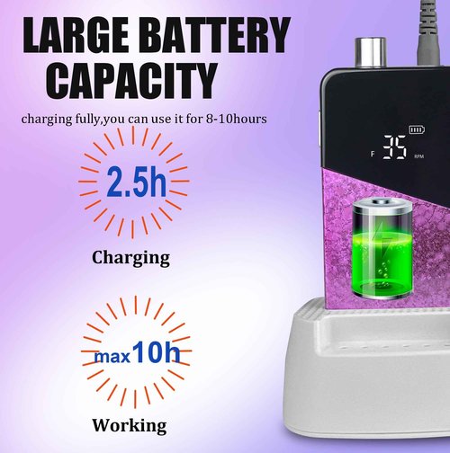 Electric Nail Drill Machine,Lumcrissy Colorful Rechargeable 35000 RPM Nail Drill Portable E-File with Detachable Battery,Portable Electric Acrylic Nail Tools ,Polishing,Nail Removing (Pink)