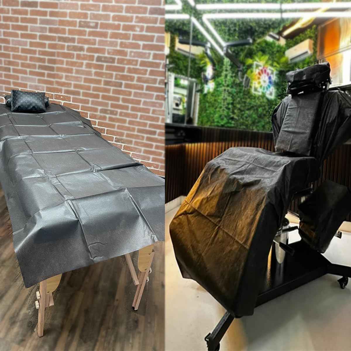 20 Pieces Tattoo Bed Covers Disposable Drape Sheets Black 40 x 90 inches Thick Massage Table Cover Waterproof for Tattoo Chair Cleaning Supplies, Medical, Soft Non Woven Fabric and Ink-proof Poly