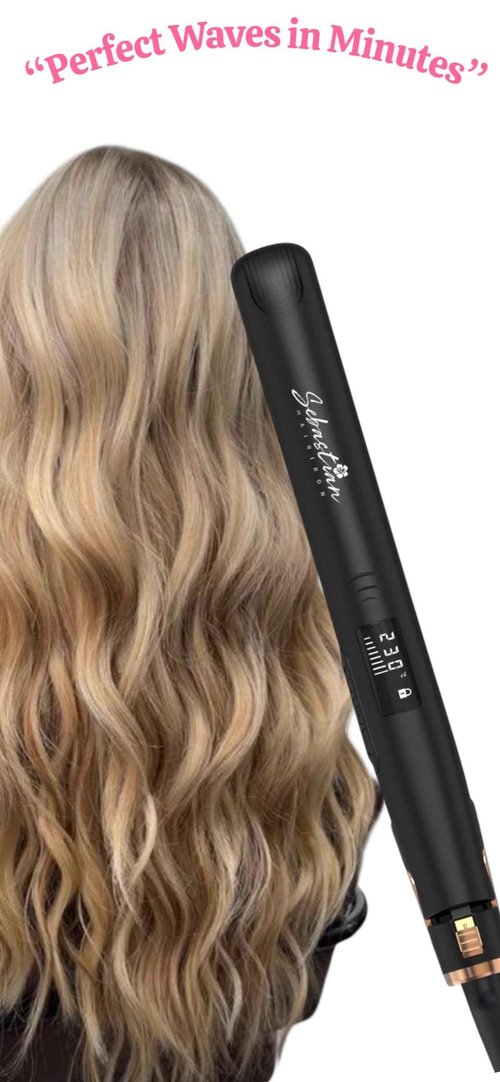Flat Iron Hair Straightener and Curler 2-in-1 – Ceramic & Titanium Slim Plates – Dual Voltage – Professional Anti-Frizz Styling Tool – Sebastian Hair Iron