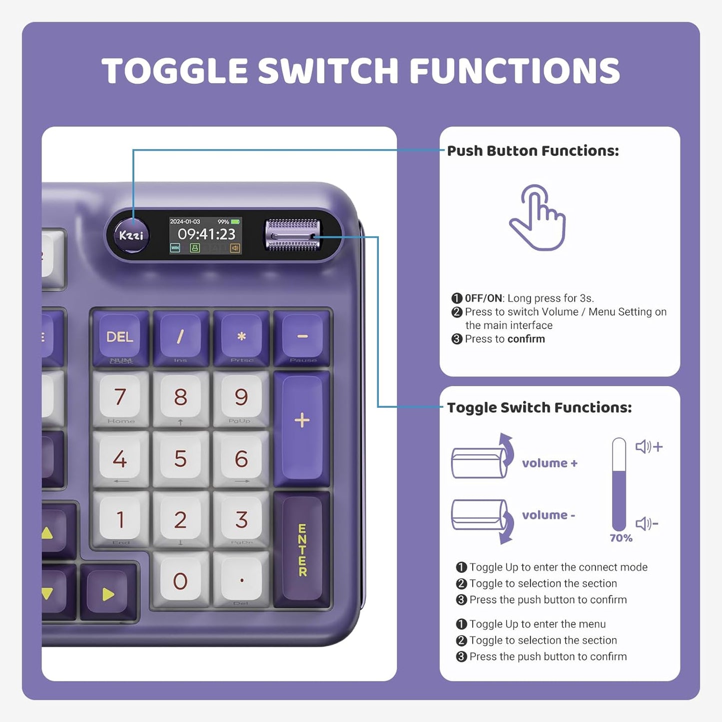 Z98 Creamy Keyboard, Wireless Mechanical Keyboard with Smart Display & Knob, Tri-Mode Connection